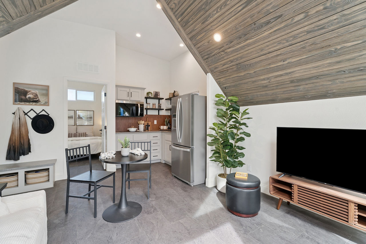 The A-Frame living room – alternate angle