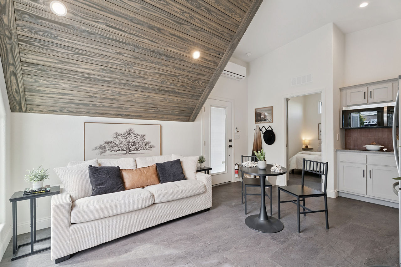 The A-Frame living room – wide view