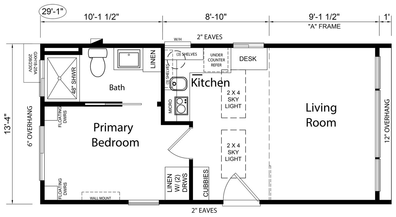 The A-Frame floor plan - 399 sq ft layout