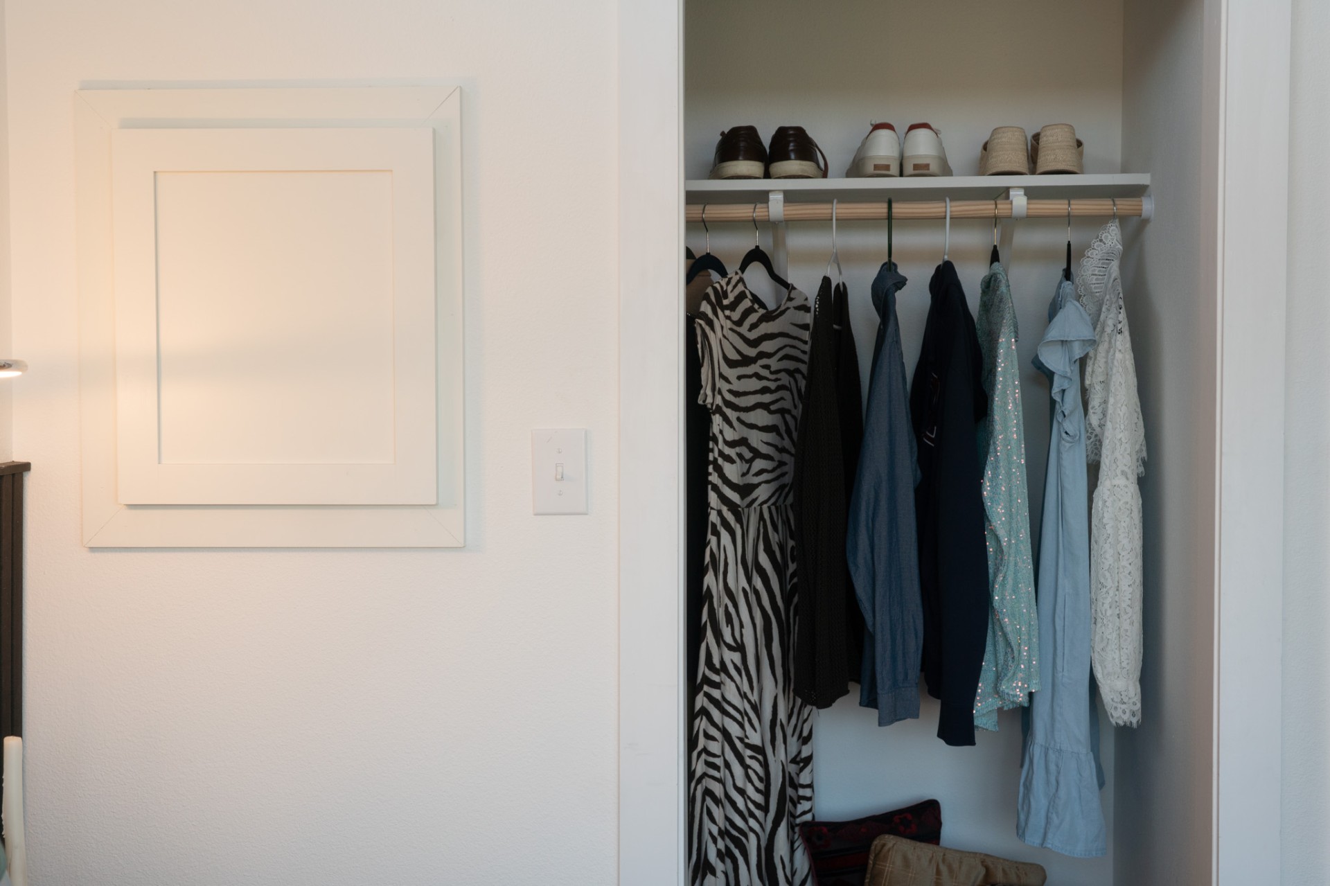 Closet with organized clothing
