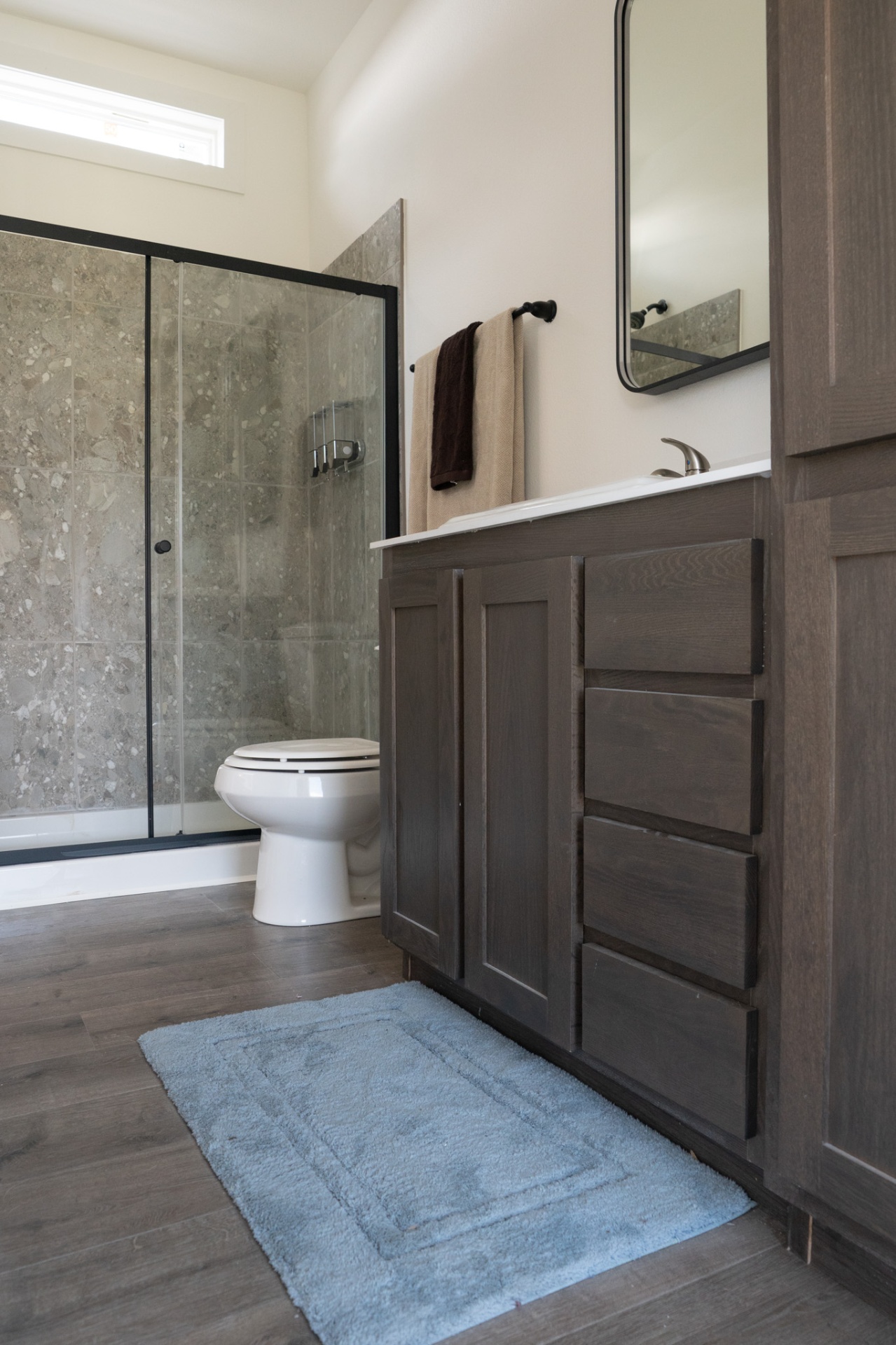 Full bathroom with glass shower