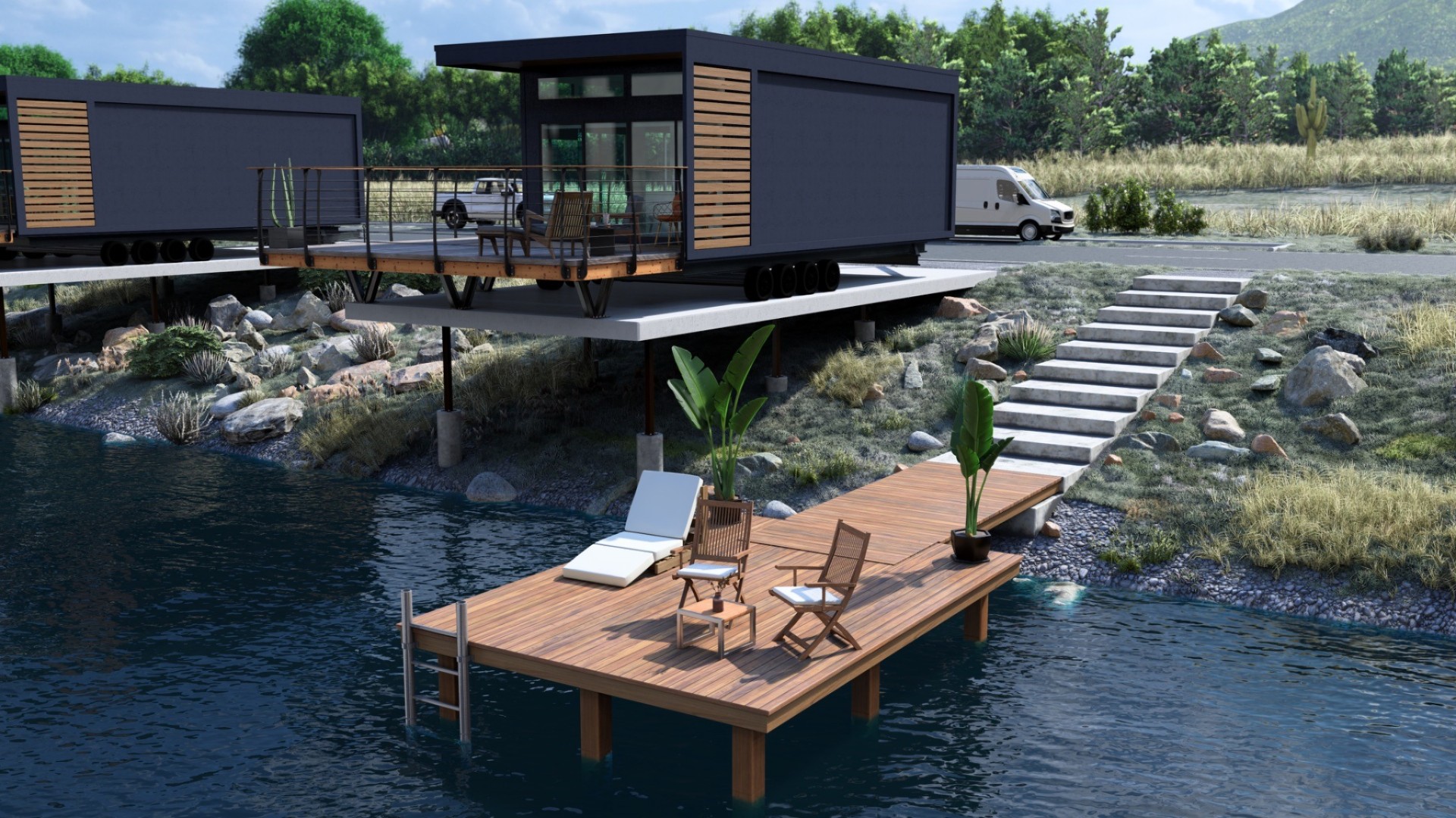 MDU Home lakeside with dock