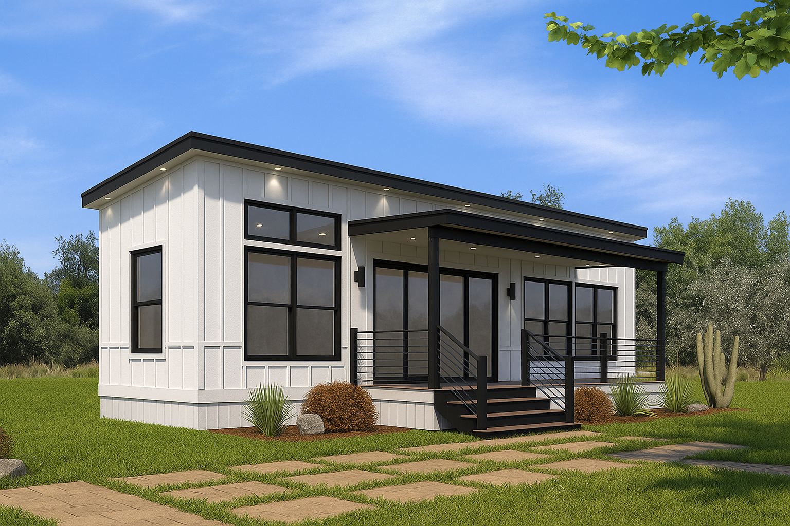 MDU Home white farmhouse exterior