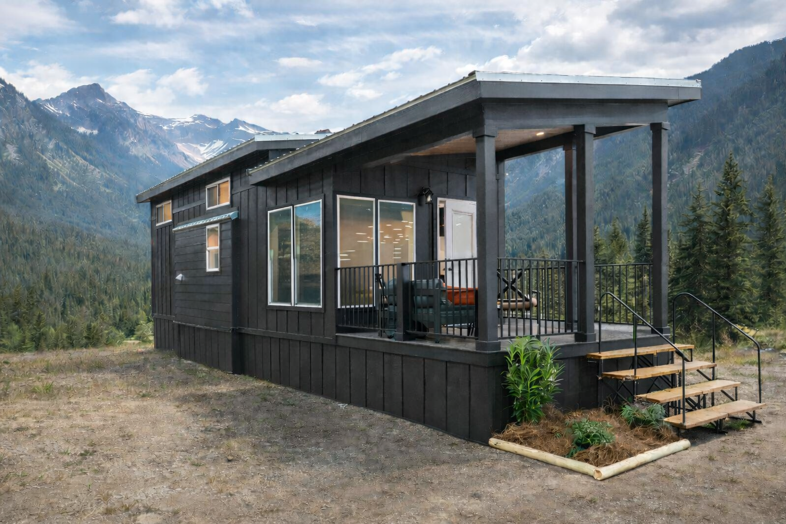 MDU Home dark cabin in mountains